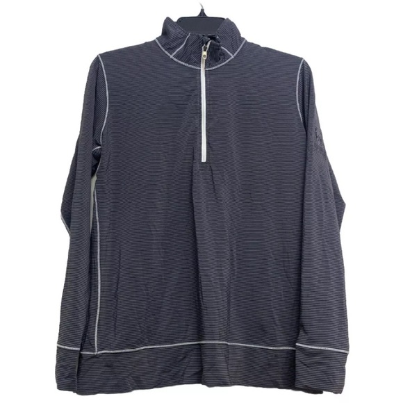 FootJoy FJ Black Gray Quarter Zip Pin Striped Long Sleeved Womens Top Medium - Picture 1 of 7